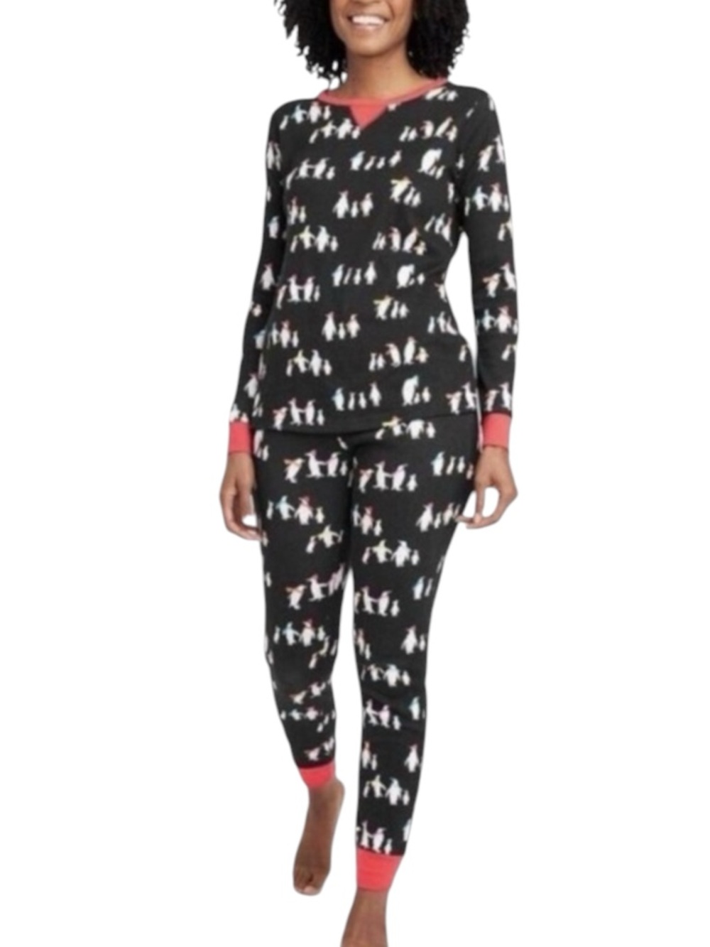 WONDERSHOP 2PC Penguin Themed Base Layer Pajama Set in Black Size Small — NWT